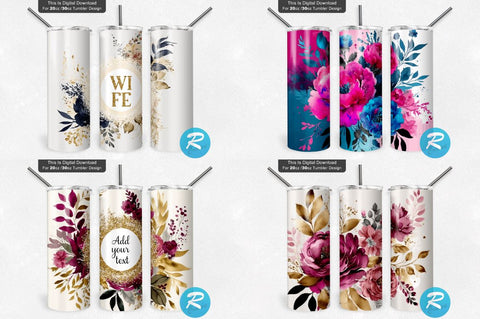 Florals Flowers Png Tumbler Bundle Sublimation Regulrcrative 