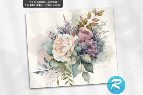 Florals Watercolor Wedding 20 oz / 30 oz Tumbler PNG Sublimation Regulrcrative 