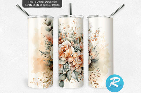 Florals Wedding Flowers 20 oz / 30 oz Tumbler PNG Sublimation Regulrcrative 