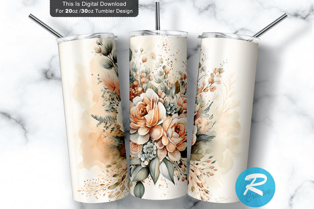 Florals Wedding Flowers 20 oz / 30 oz Tumbler PNG Sublimation Regulrcrative 