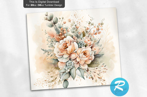 Florals Wedding Flowers 20 oz / 30 oz Tumbler PNG Sublimation Regulrcrative 