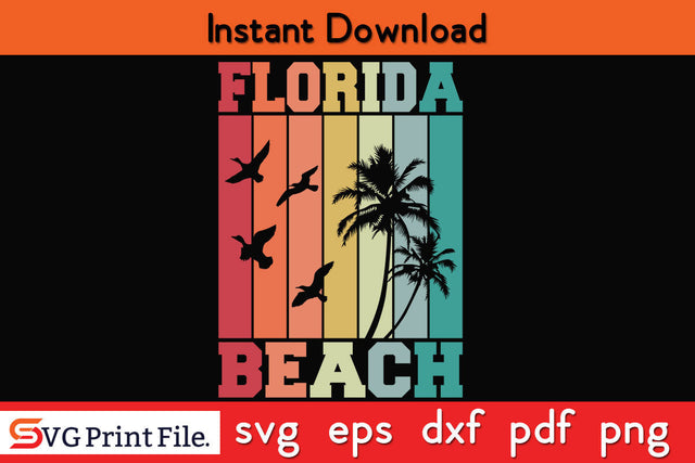 Florida Beach Vintage Summer Vibes T shirt Design SVG PNG Cut File SVG SVG Print File 