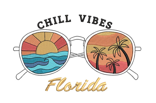 Florida Chill Vibes, Sunglasses Machine Embroidery Design Embroidery/Applique DESIGNS Canada Embroidery 