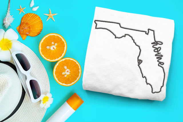 Florida Home State Outline Embroidery Embroidery/Applique DESIGNS Designed by Geeks 