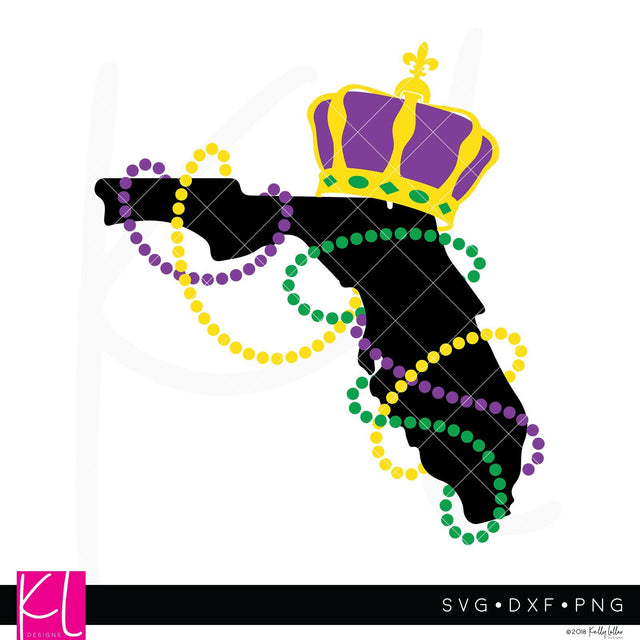 Florida Mardi Gras State SVG Kelly Lollar Designs 