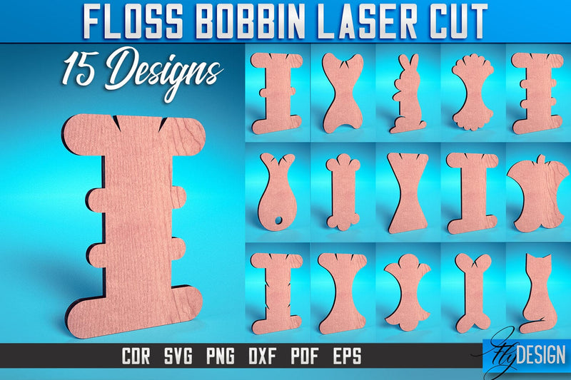 Floss Bobbin Laser Cut SVG | Floss Bobbin Design Laser Cut SVG Design | CNC Files SVG Fly Design 