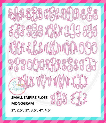 Floss Stitch Empire Monogram Embroidery Font Small Font Creative Appliques 