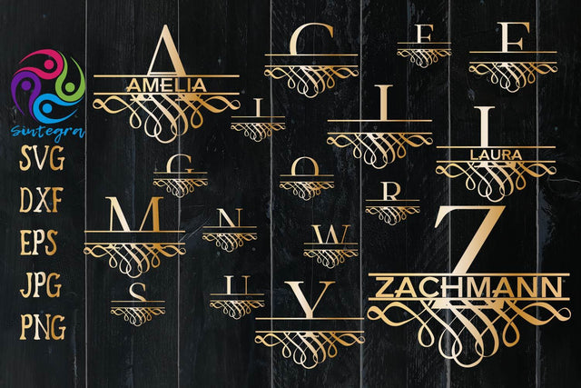 Flourish Split Monogram Svg Bundle vol 1 SVG Sintegra 
