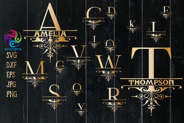 Flourish Split Monogram Svg Bundle vol 2 SVG Sintegra 