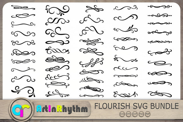 Flourish Svg Bundle, Swirls Svg, Swoosh Svg, Ornaments Svg, Text Dividers Svg SVG Artinrhythm shop 