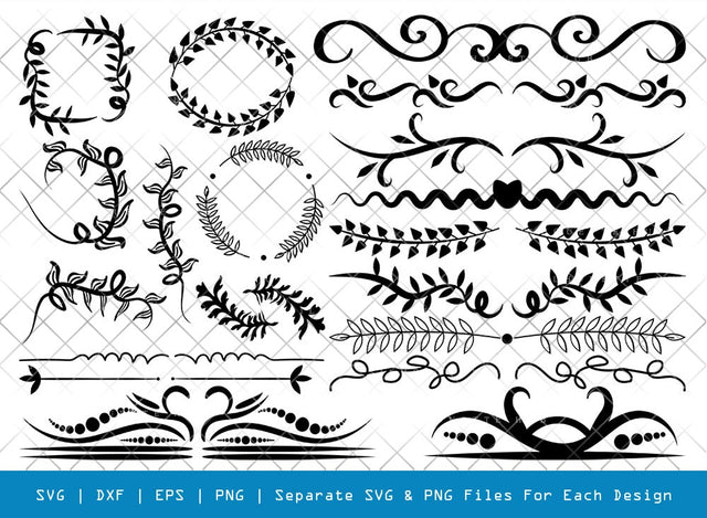 Flourish SVG Cut Files | Flourish Silhouette | Swirl Svg | Laurel Svg | Swoosh Svg | Leaves Svg | Flourish Bundle SVG ETC Craft 