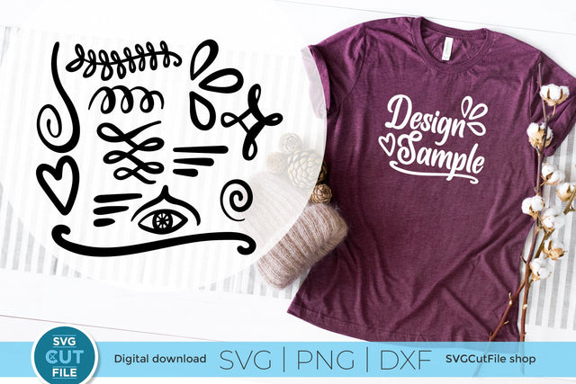 Flourish svg, swoosh svg, swashes svg, swirl svg, squiggle svg, swirly flourishes svg, squiggly doodles svg, Scroll SVG, hand drawn dxf png SVG SVG Cut File 