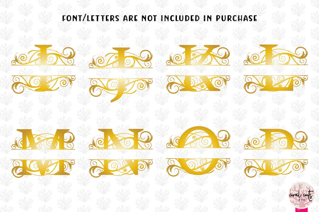 Flourish Swirl Split Monogram - Svg EPS DXF PNG File - So Fontsy
