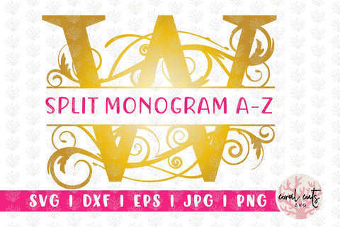 Flourish Swirl Split Monogram - Svg EPS DXF PNG File SVG CoralCutsSVG 