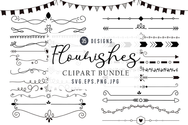 Flourishes Bundle, Flourishes, Dividers, Flourishes Decorative Elements SVG dapiyupi store 