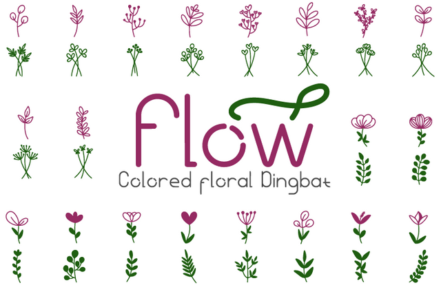 Flow - Flower Dingbat font Font Masyafi Studio 