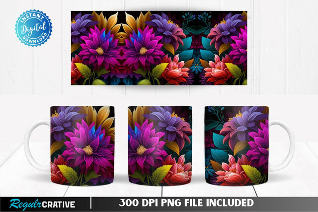 Flower 11, 12 & 15 Oz Mug Sublimation Sublimation Regulrcrative 