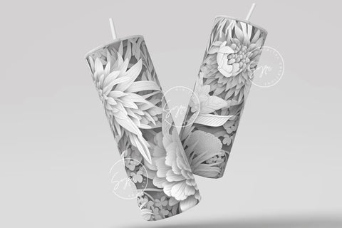 Flower 3D Tumbler, White Floral Tumbler, Paper Quilling Tumbler, 20 oz Skinny Tumbler Sublimation, Wedding Tumbler Design, Digital Download Sublimation Syre Digital Creations 