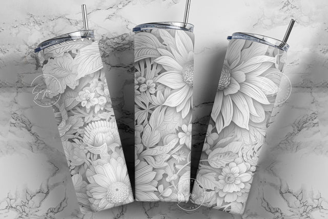 Flower 3D Tumbler, White Floral Tumbler, Paper Quilling Tumbler, 20 oz Skinny Tumbler Sublimation, Wedding Tumbler Design, Digital Download Sublimation Syre Digital Creations 