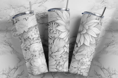 Flower 3D Tumbler, White Floral Tumbler, Paper Quilling Tumbler, 20 oz Skinny Tumbler Sublimation, Wedding Tumbler Design, Digital Download Sublimation Syre Digital Creations 
