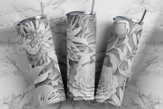 Flower 3D Tumbler, White Floral Tumbler, Paper Quilling Tumbler, 20 oz Skinny Tumbler Sublimation, Wedding Tumbler Design, Digital Download Sublimation Syre Digital Creations 