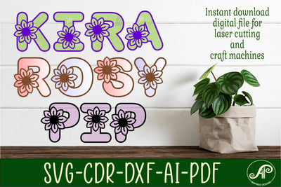 Flower alphabet set. 2 layer 43 flower letters. SVG APInspireddesigns 