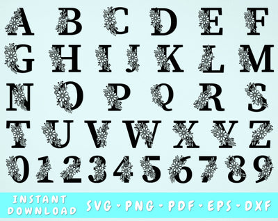 Flower Alphabet SVG SVG HappyDesignStudio 