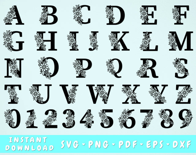 Flower Alphabet SVG SVG HappyDesignStudio 