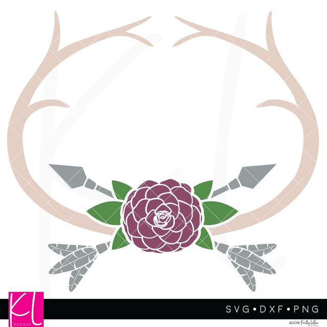 Flower and Antler Monogram Frame SVG Kelly Lollar Designs 