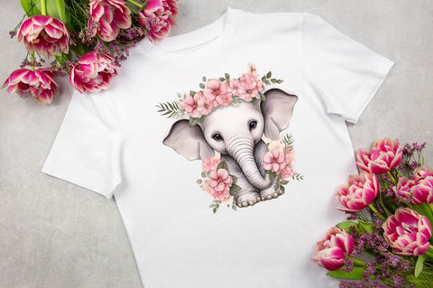 Flower Baby Elephant Sublimation Clipart Sublimation Regulrcrative 