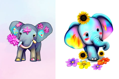 Flower Baby Elephant Sublimation Clipart Sublimation Regulrcrative 