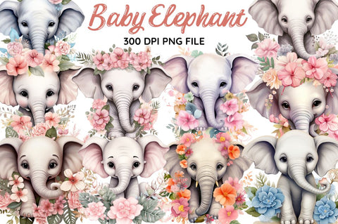 Flower Baby Elephant Sublimation Clipart Sublimation Regulrcrative 