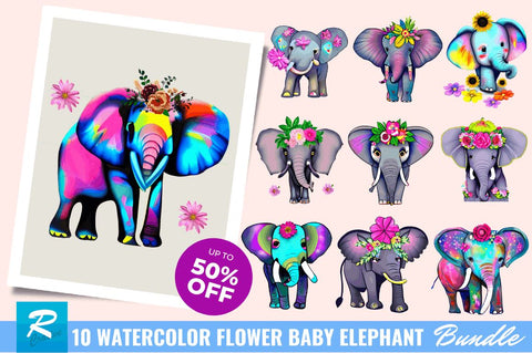 Flower Baby Elephant Sublimation Clipart Sublimation Regulrcrative 