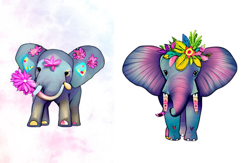 Flower Baby Elephant Sublimation Clipart Sublimation Regulrcrative 