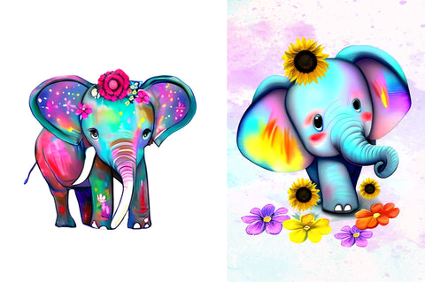 Flower Baby Elephant Sublimation Clipart Sublimation Regulrcrative 