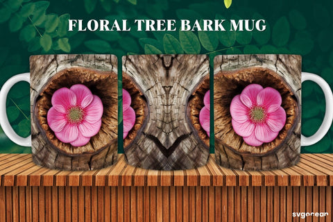 Flower Bark Mug Wraps Bundle | 11 oz | Sublimation Sublimation SvgOcean 