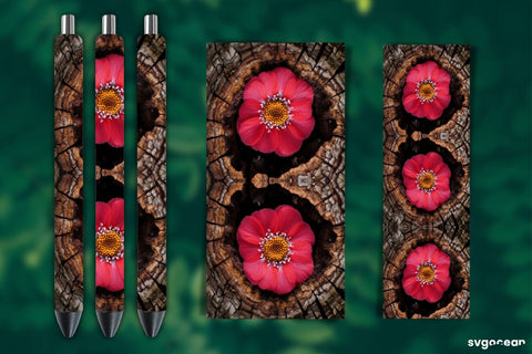 Flower Bark Pen Wraps Bundle | Sublimation Sublimation SvgOcean 