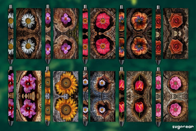 Flower Bark Pen Wraps Bundle | Sublimation Sublimation SvgOcean 