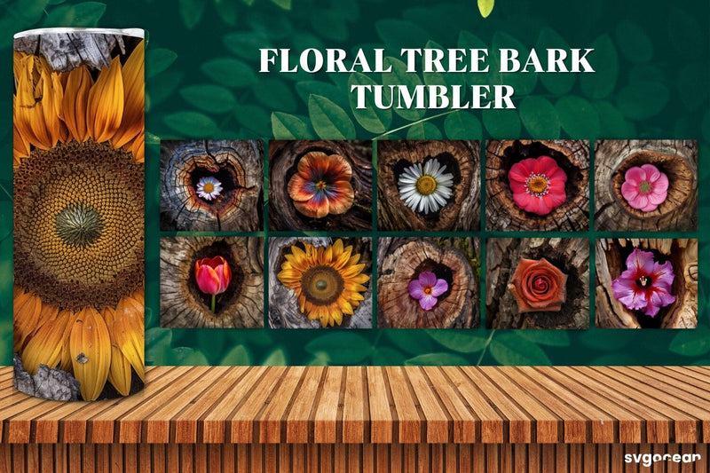 Flower Bark Tumbler Wraps Bundle | 20 Oz | Sublimation Sublimation SvgOcean 