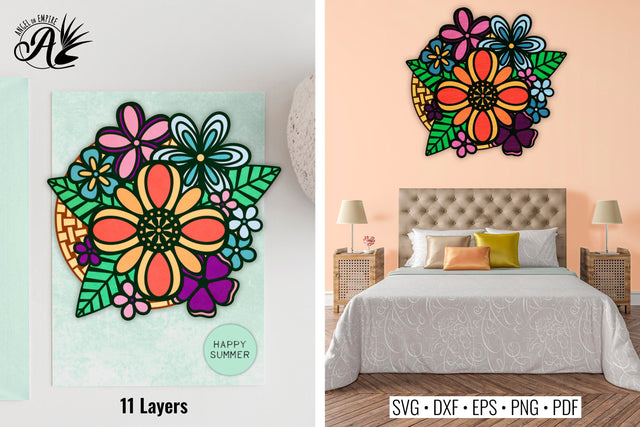 Flower Basket Doodle Style layered SVG files SVG Angel on Empire 