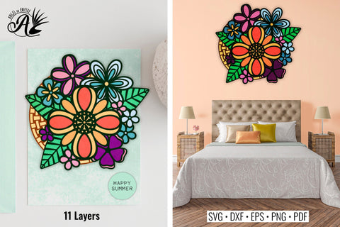 Flower Basket Doodle Style layered SVG files SVG Angel on Empire 