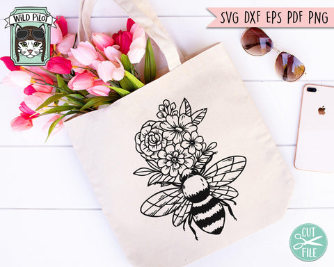 Flower Bee svg, Floral Bee svg file, Save the Bees svg, Bee Kind SVG, Bee Happy SVG, Bee Kind Floral cut file, Floral Bee svg cut file, Honey Bee SVG SVG Wild Pilot 