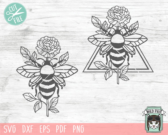 Flower Bee SVG, Floral Bee SVG, Save the Bees SVG, Bee Kind svg, Bee Happy svg, Bee Kind Floral cut file, Floral Bee svg cut file, Honey Bee svg SVG Wild Pilot 