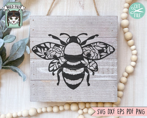 Flower Bee SVG, Floral Bee SVG, Save the Bees SVG, Bee Kind svg, Bee Happy svg, Bee Kind Floral cut file, Floral Bee svg cut file, Honey Bee svg SVG Wild Pilot 