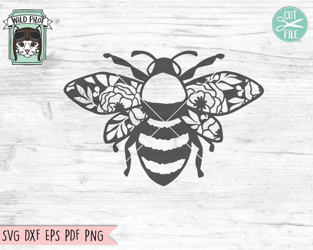 Flower Bee SVG, Floral Bee SVG, Save the Bees SVG, Bee Kind svg, Bee Happy svg, Bee Kind Floral cut file, Floral Bee svg cut file, Honey Bee svg SVG Wild Pilot 