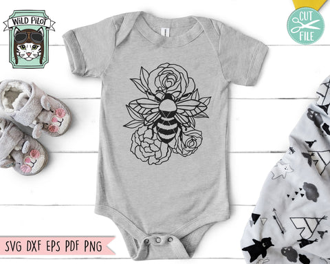 Flower Bee SVG, Floral Bee SVG, Save the Bees SVG, Bee Kind svg, Bee Happy svg, Bee Kind Floral Cut File, Floral Bee svg cut file, Honey Bee svg SVG Wild Pilot 