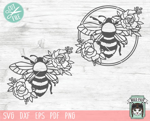 Flower Bee SVG, Floral Bee SVG, Save the Bees SVG, Bee Kind svg, Bee Happy svg, Bee Kind Floral Cut File, Floral Bee svg Cut File, Honey Bee svg SVG Wild Pilot 