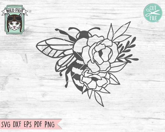 Flower Bee SVG, Floral Bee SVG, Save the Bees SVG, Bee Kind svg, Bee Happy svg, Bee Kind Floral Cut File, Floral Bee svg cut file, Honey Bee svg SVG Wild Pilot 