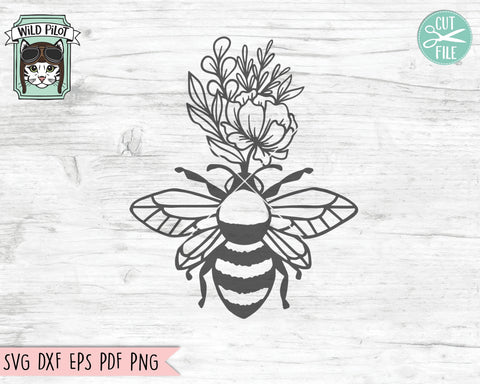 Flower Bee SVG, Floral Bee SVG, Save the Bees SVG, Bee Kind svg, Bee Happy svg, Bee Kind Floral Cut File, Floral Bee svg cut file, Honey Bee svg SVG Wild Pilot 