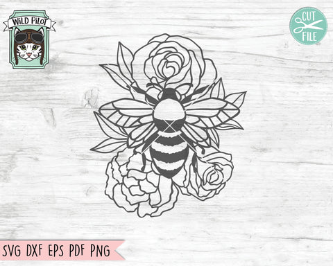 Flower Bee SVG, Floral Bee SVG, Save the Bees SVG, Bee Kind svg, Bee Happy svg, Bee Kind Floral Cut File, Floral Bee svg cut file, Honey Bee svg SVG Wild Pilot 